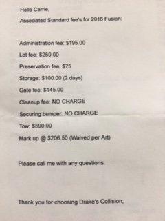 email from Drakes showing they charged $767 extra.