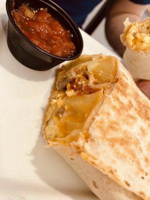 Breakfast burrito with turkey sausage