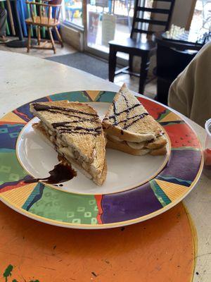 Peanut butter, banana and chocolate panini from the kids menu