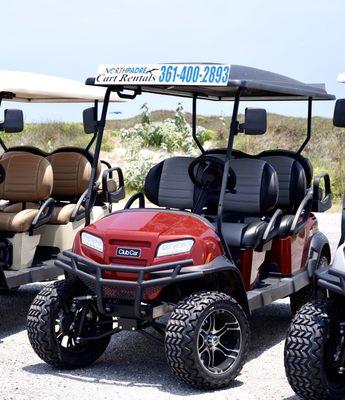 Red 6 seater with blue tooth speakers and color LED lights under the cart