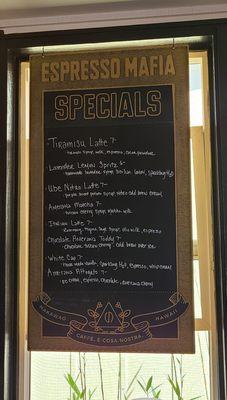 Speciality menu