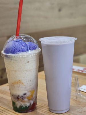 Halo-halo and Ube Milk Tea