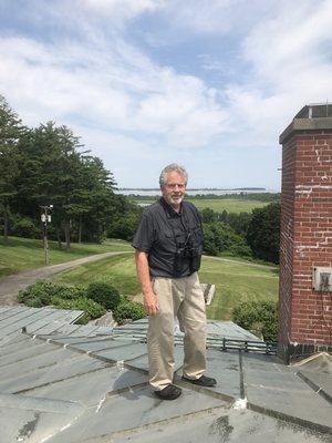 On the roof in Ipswich. Cranes Beach in the background.