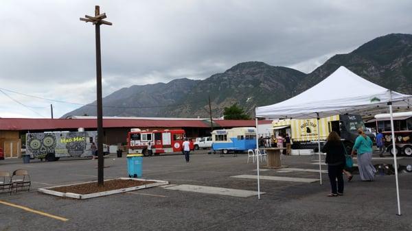 Even on a rainy day, the food trucks still come