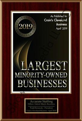 Accurate Staffing Awarded largest Minority Owned Business in the State of Ohio