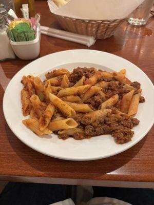 Kids size GF penne with bolognese