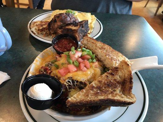 Western skillet and lumberjack omelette.