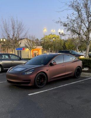 Perfectly wrapped car in daylight