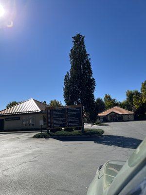 Drive in off the Ellen's Ferry/State Light, turn left when you see the big sign.