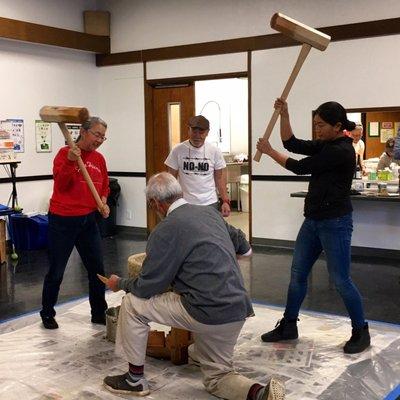 Mochi pounding at the Christ United Presbyterian Church.