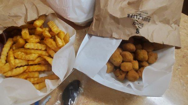 french fries & fried okra