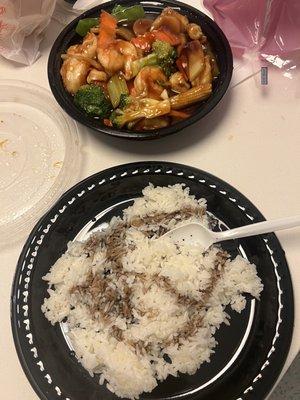 My Shrimp with vegetables and white rice