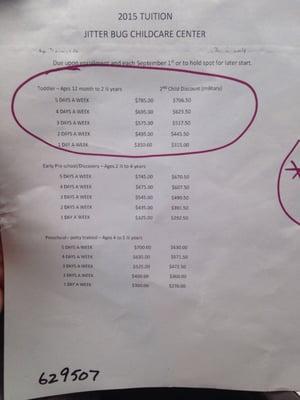 Proof that this place is too expensive, this is the pricing sheet they gave me.