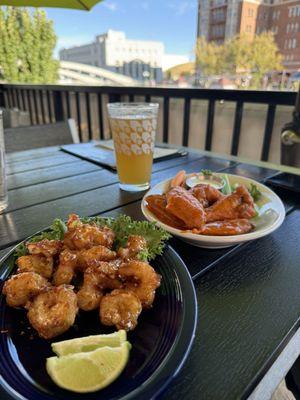 Firecracker beer battered shrimp and buffalo wings