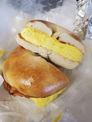 Bacon egg and cheese on a bagel bread for only $3.25