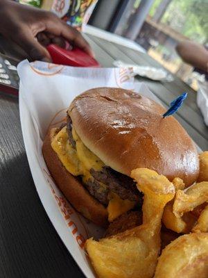 Double burger and fries