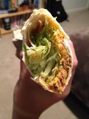 Lettuce taco with some beef. Not exactly a beef taco