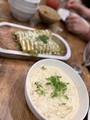 Poblano Enchiladas Suizas Oaxacan Queso Fundido