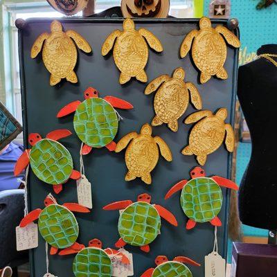 Laser engraved wood sea turtle magnets