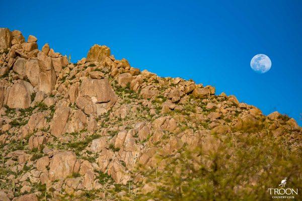 Troon Mountain with daylight moon