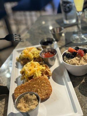 Stack waffles and oatmeal