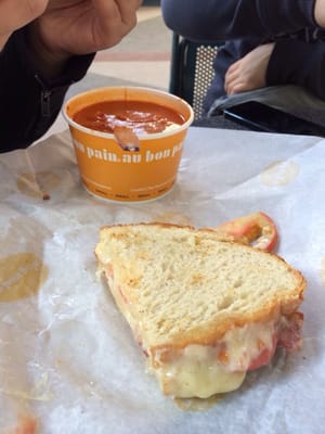 Southern grilled cheese with tomato basil bisque!