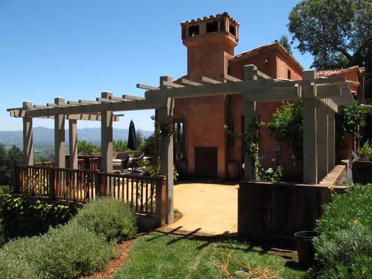 A beautiful custom pergola and landscape at a Napa home