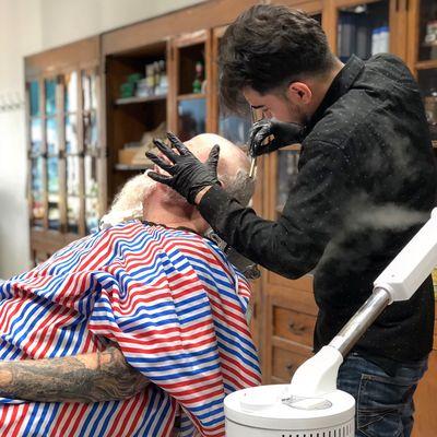 A nice hot shave with Joe.