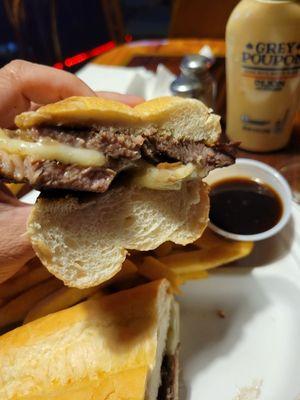 The meat portion of the prime rib sandwich