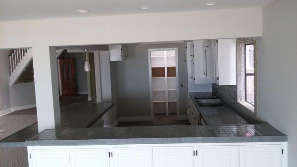 Kitchen tile counter after reglazing.