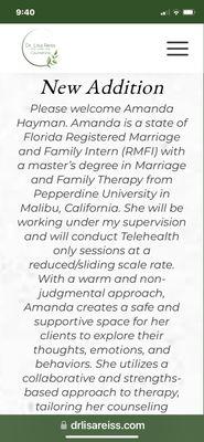 Introducing Amanda Hayman. You can contact her at 
(754) 816-1802 or amanda@amandahayman.com