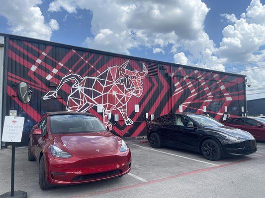 Building art outside Tesla