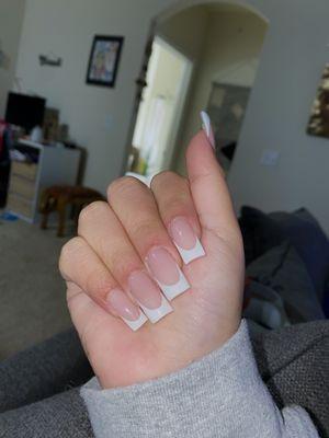 Full set, square French tips