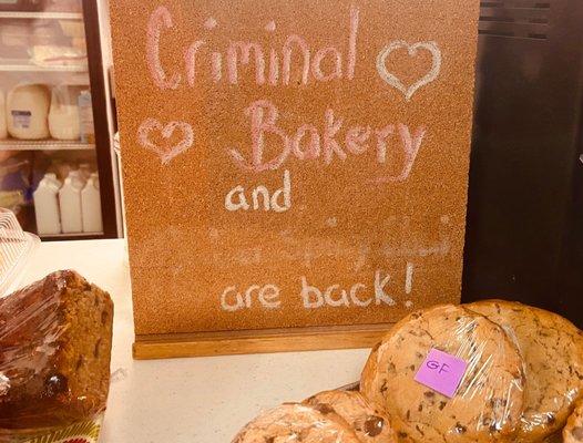 Was excited to see that The Coffee Doctor (inside Rohnert Park Kaiser) is carrying baked goods from Criminal Baking!