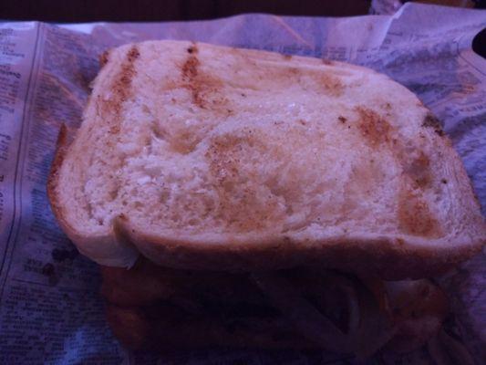 UN-toasted or grilled texas toast on the party melt, turning soggy before my eyes!