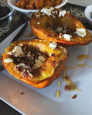 Honey roasted Acorn Squash, with goat and pecans