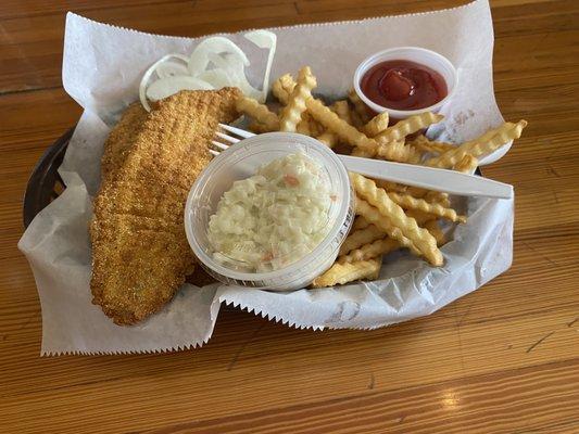 Catfish with Fries and Slaw