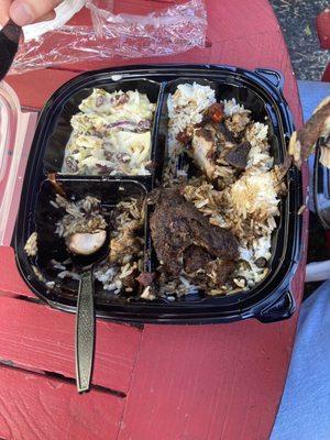 Brown Stew Chicken Island Cole Slaw White Rice