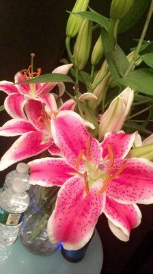 Beautiful fresh flowers in the waiting area.