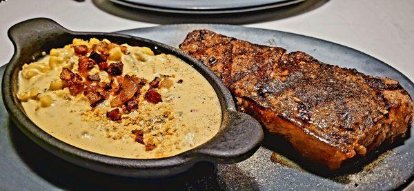 NY Strip and jalepeno mac cheese