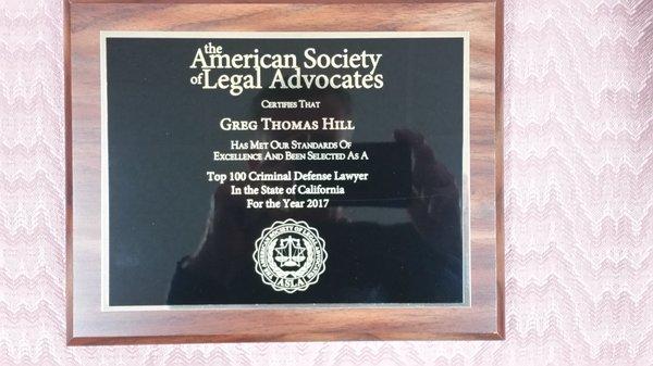 Top 100 Criminal Defense Attorney for the State of California, 2017