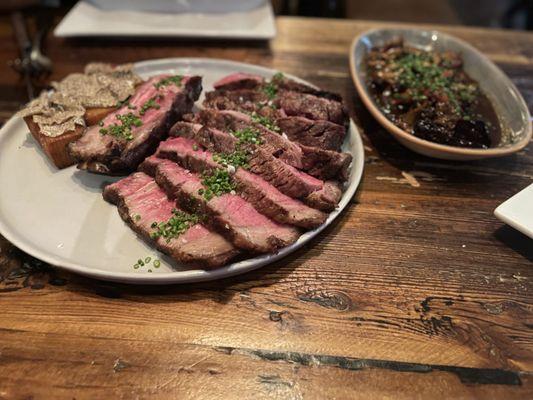 Bone in steak with the best mushrooms imaginable!