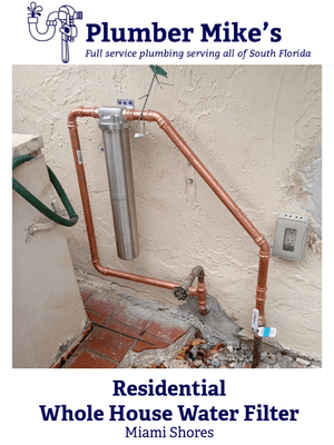 Residential whole home water filtration installation.