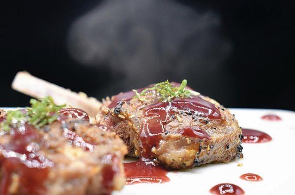 Lamb Chops with blackberry mint sauce