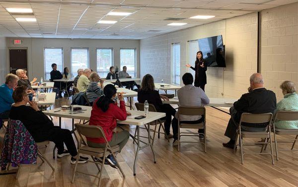 Lisa teaching an estate planning workshop at Harbison Community Center. We offer free monthly workshops. Visit www.lawyerlisa.com/events