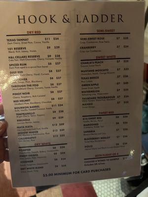 Wine menu