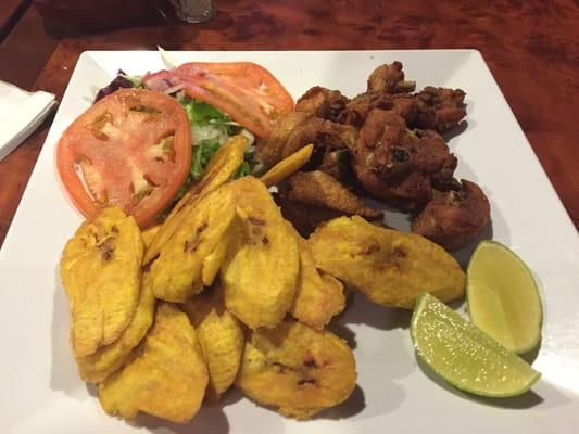 Fried chicken chunks without fried  plantain.