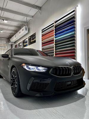 Matte Black Vinyl Wrap- BMW M8 competition and Full Window Tint