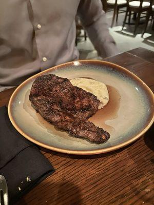 Prime NY Strip Steak Traditional Cut with Garlic mashed potatoes