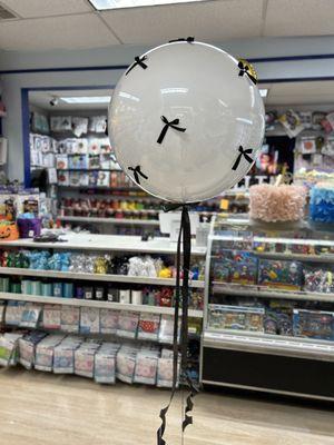 Bow White and Black Jumbo Balloon